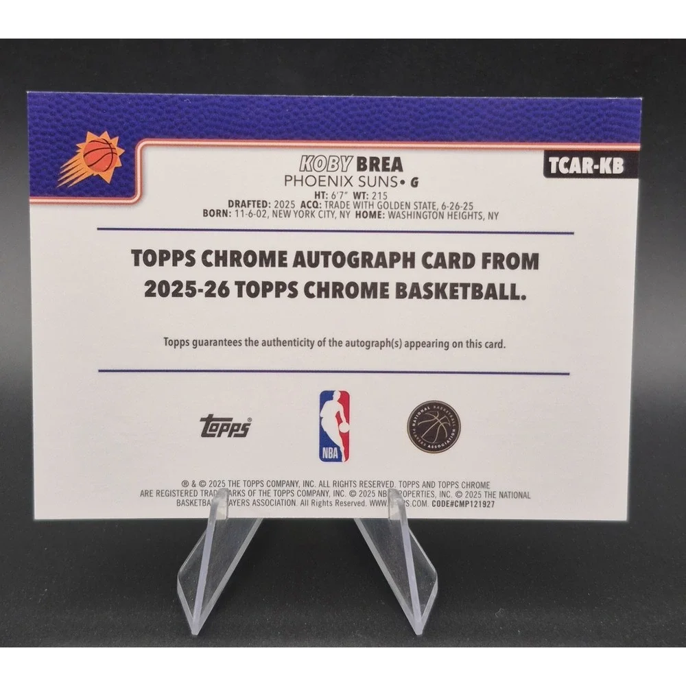 2025-26 Topps Chrome Koby Brea #TCAR-KB Rookie Autograph (RC) (AU) Phoenix‎ Suns